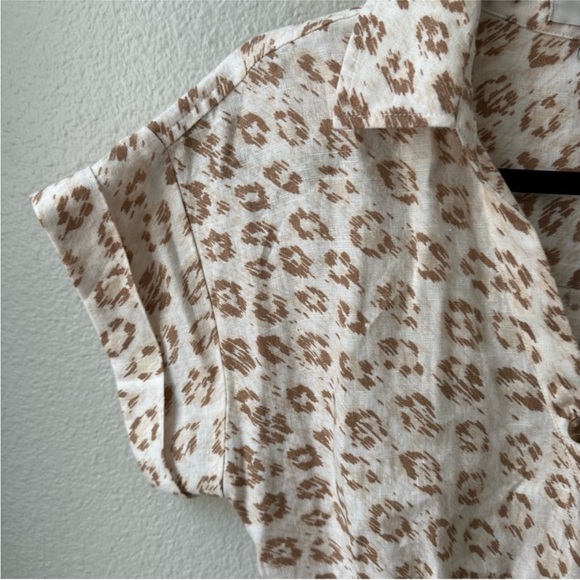 Joie Coady 100% Linen leopard print tan white button midi dress womens XS - Picture 3 of 7